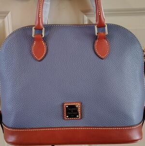 NWT Dooney And Bourke Steel Blue Pebble Grain Zip Satchel